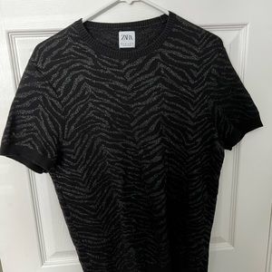 Zara Black Glitter Zebra Sweater Shirt